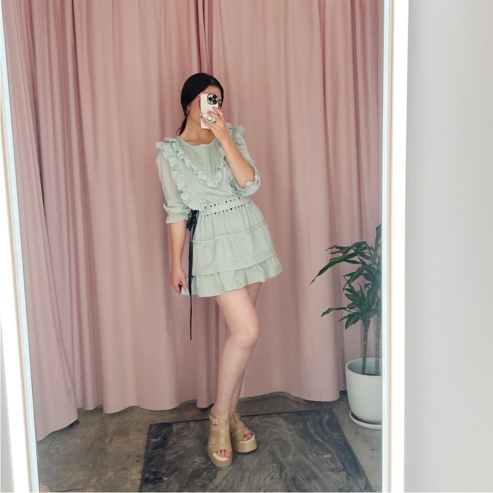 LoveShackFancy Mint Polka Dot Dress